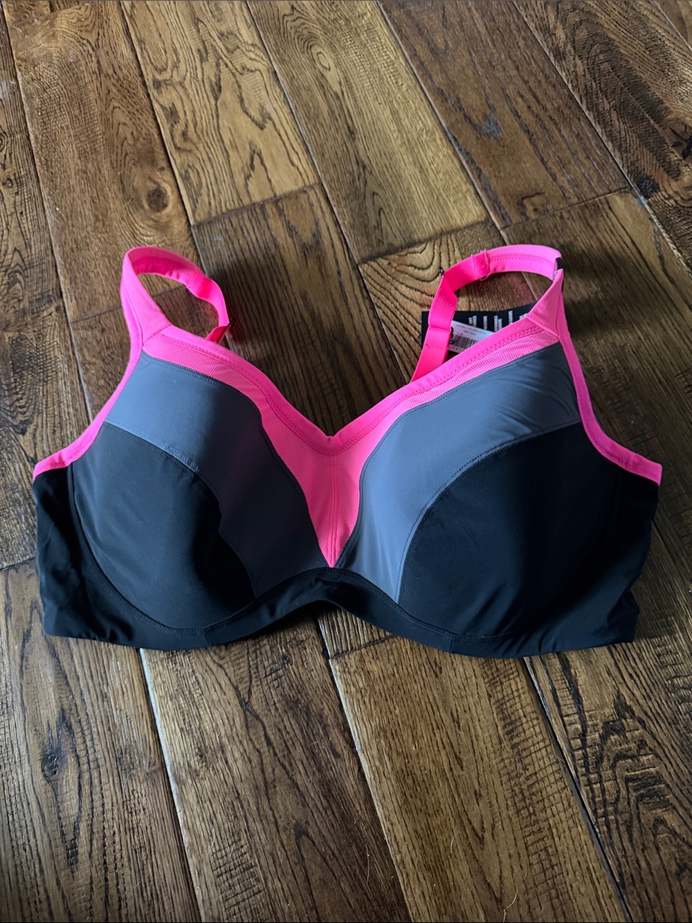 NWT TORRID ACTIVE High-Support Black & Pink Sports Bra Size 46D